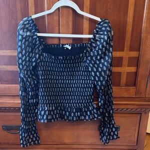 Patrons of Peace Black and White Patterned Blouse